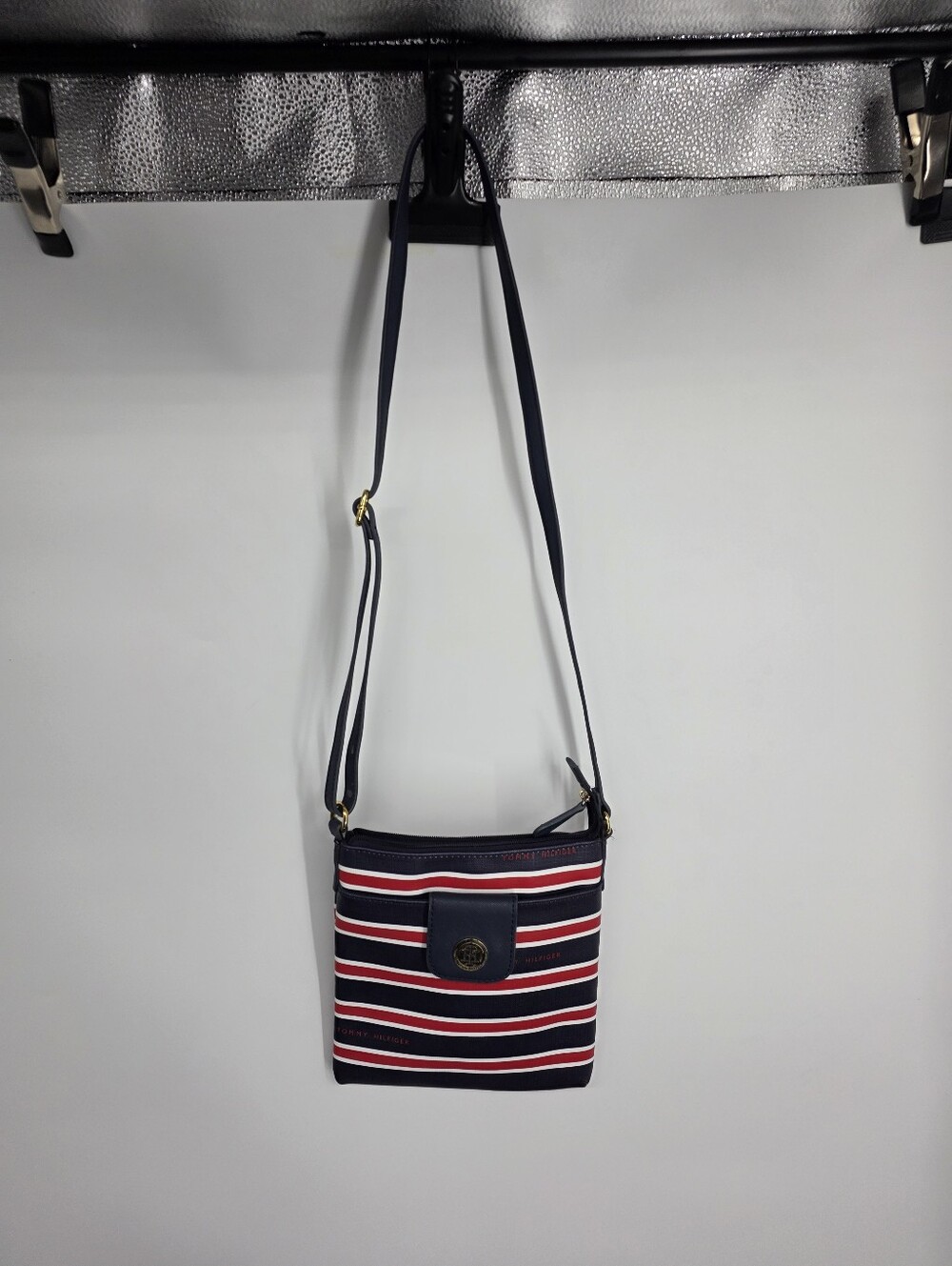 Tommy Hilfiger Nautical Striped Saffiano Crossbody Bag - Navy Red White - OS